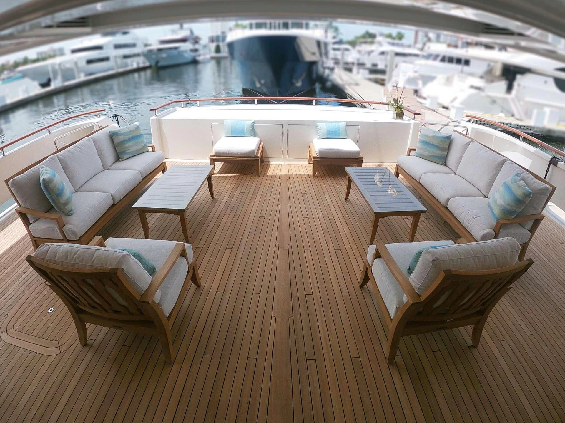 a boat on a deck aboard AVALON Yacht for Sale