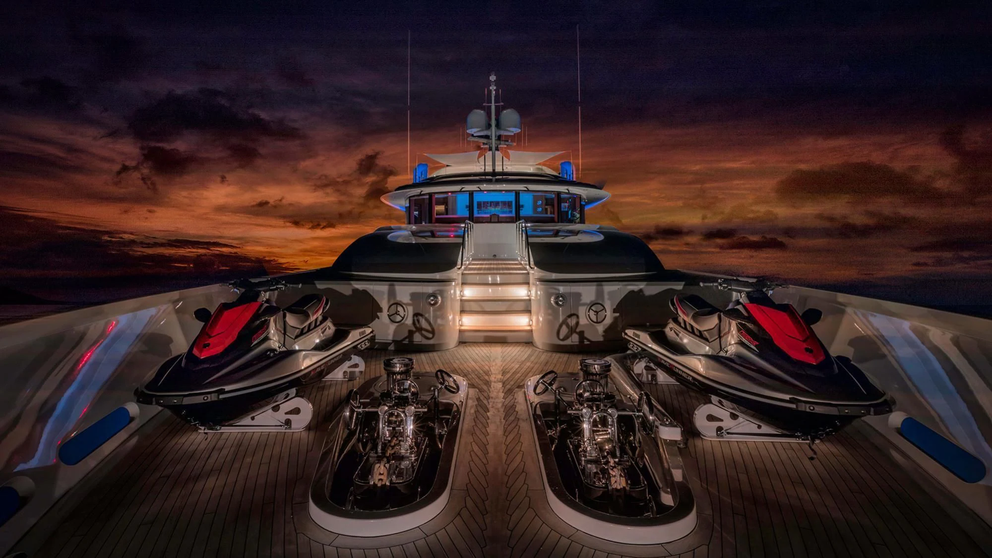 a space ship with a planet in the background aboard AVALON Yacht for Sale
