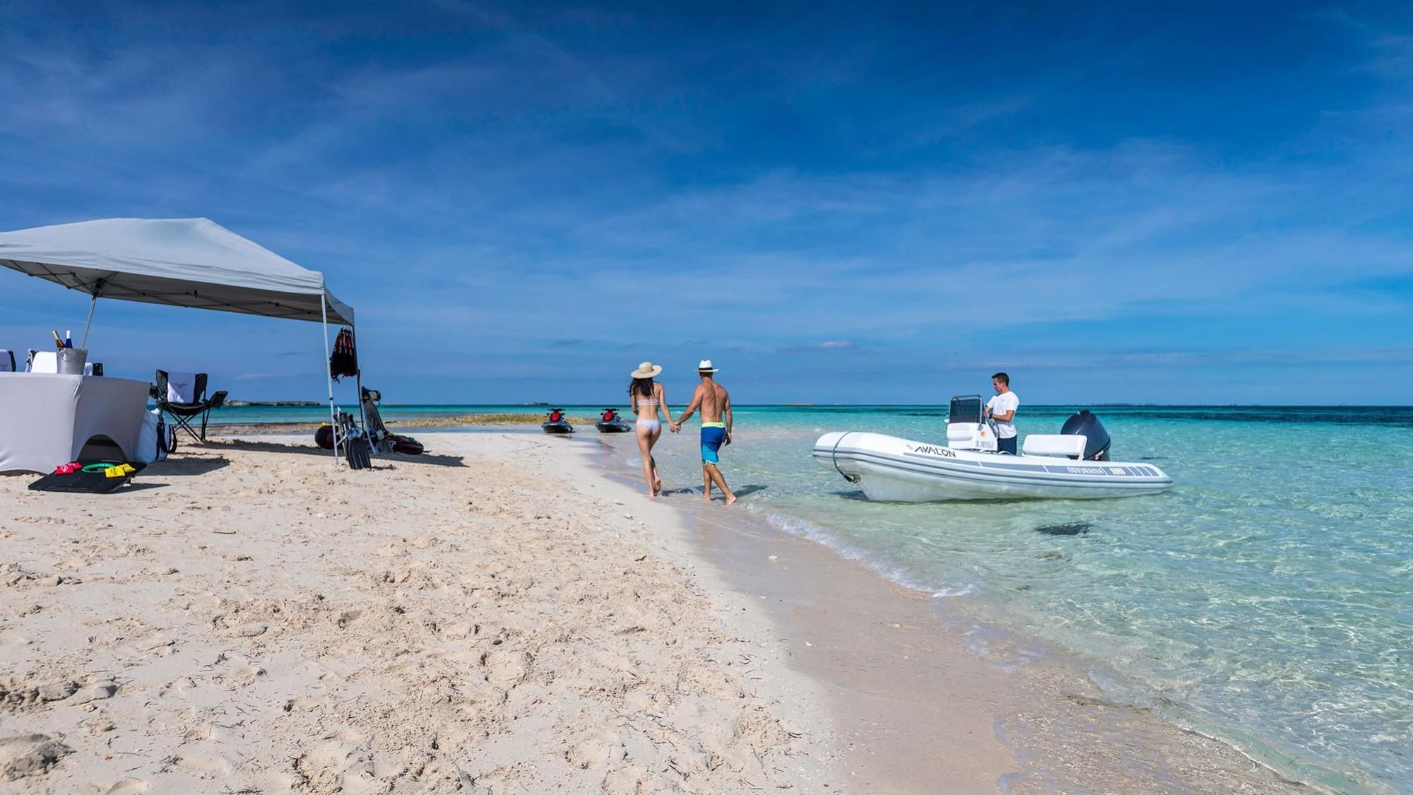 people walking on the beach aboard AVALON Yacht for Sale