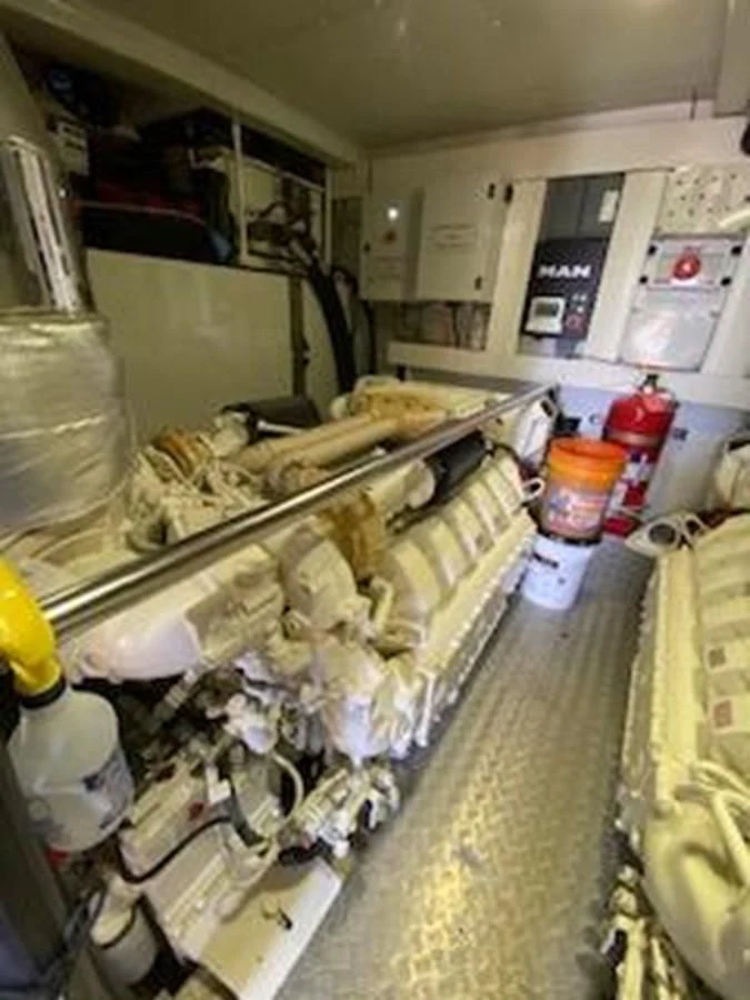 a large room full of plastic containers aboard FORTUNA Yacht for Sale
