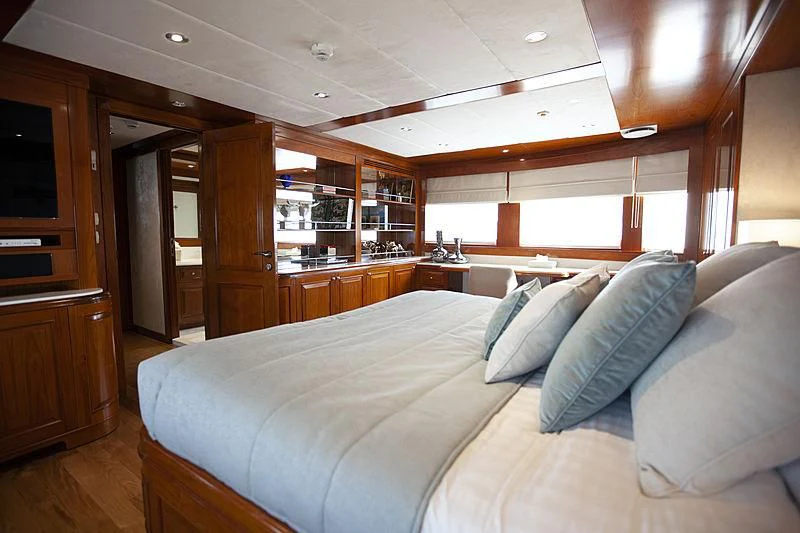 a large living room with a couch aboard MASQUENADA Yacht for Sale