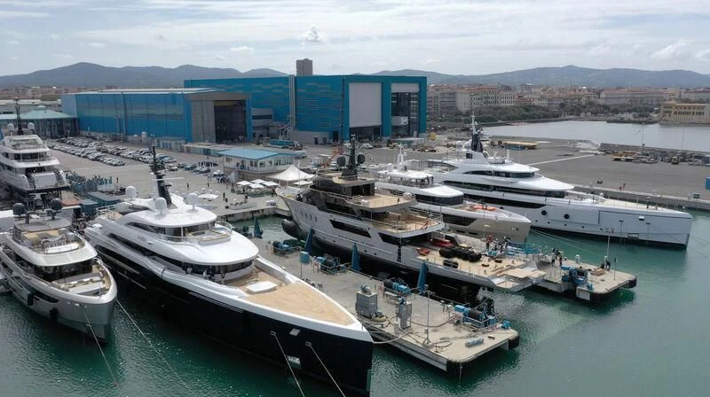 a harbor full of boats aboard MASQUENADA Yacht for Sale