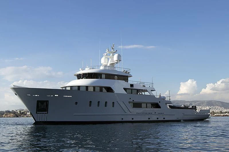 a large white yacht aboard MASQUENADA Yacht for Sale