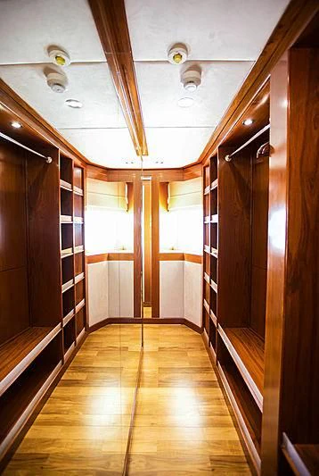 a hallway with doors aboard MASQUENADA Yacht for Sale