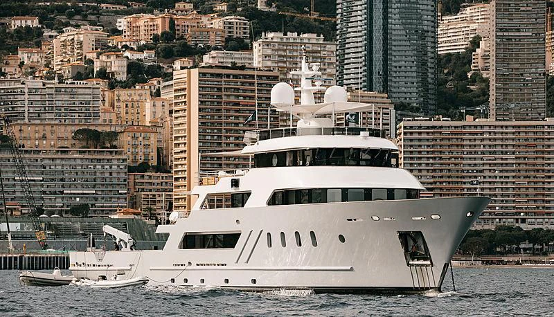 a large white yacht in the water aboard MASQUENADA Yacht for Sale