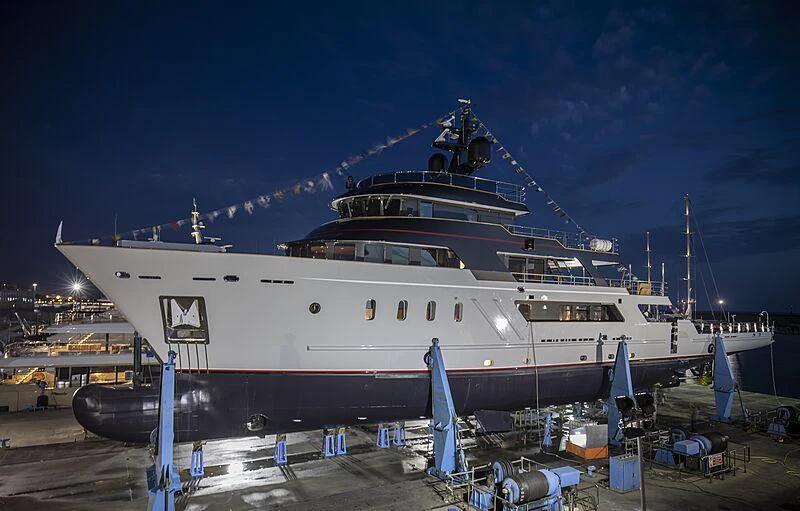 a large white ship aboard MASQUENADA Yacht for Sale