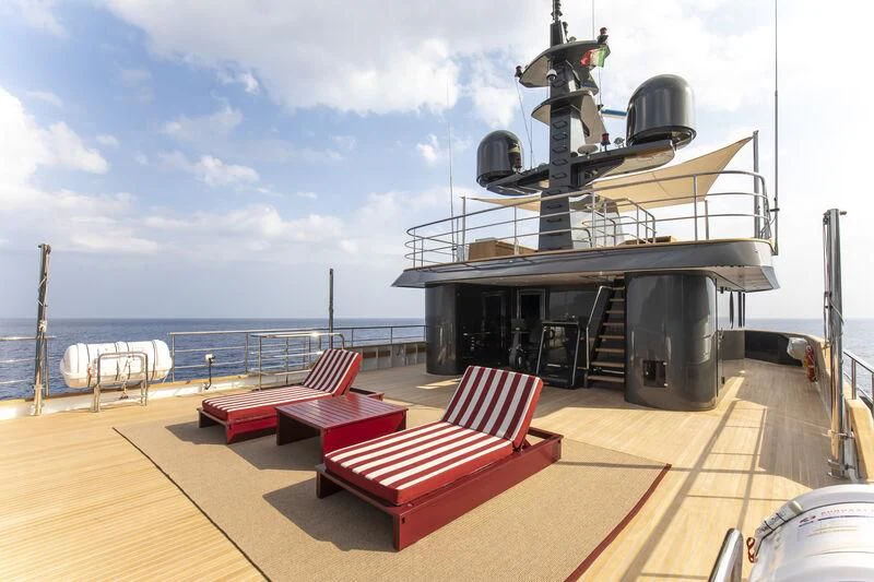 a boat on a deck aboard MASQUENADA Yacht for Sale