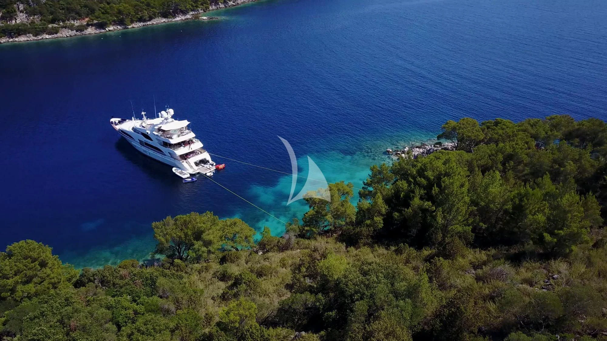 a boat in the water aboard EVERBLUE Yacht for Sale
