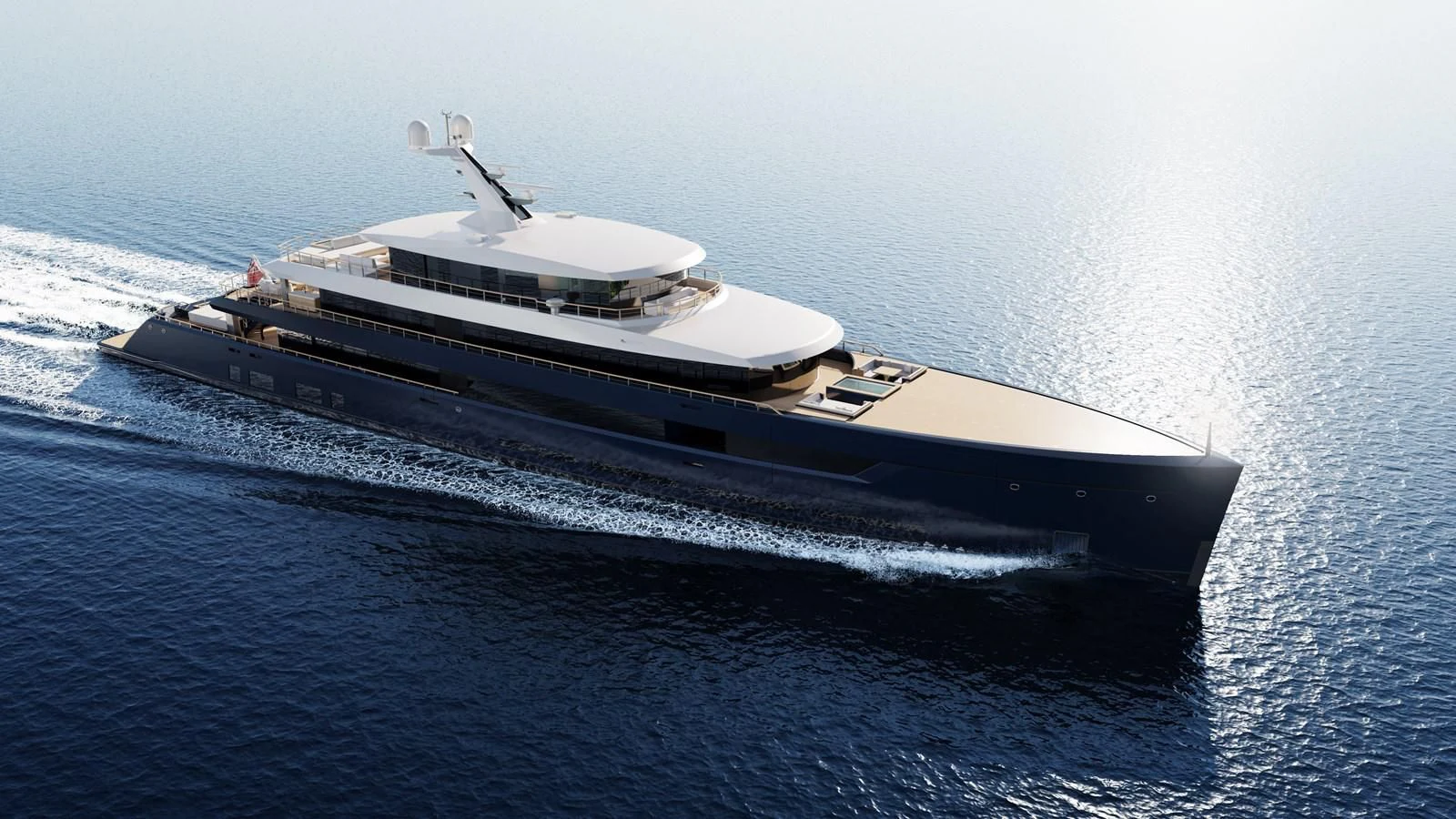 a ship in the water aboard LES CINQ Yacht for Sale