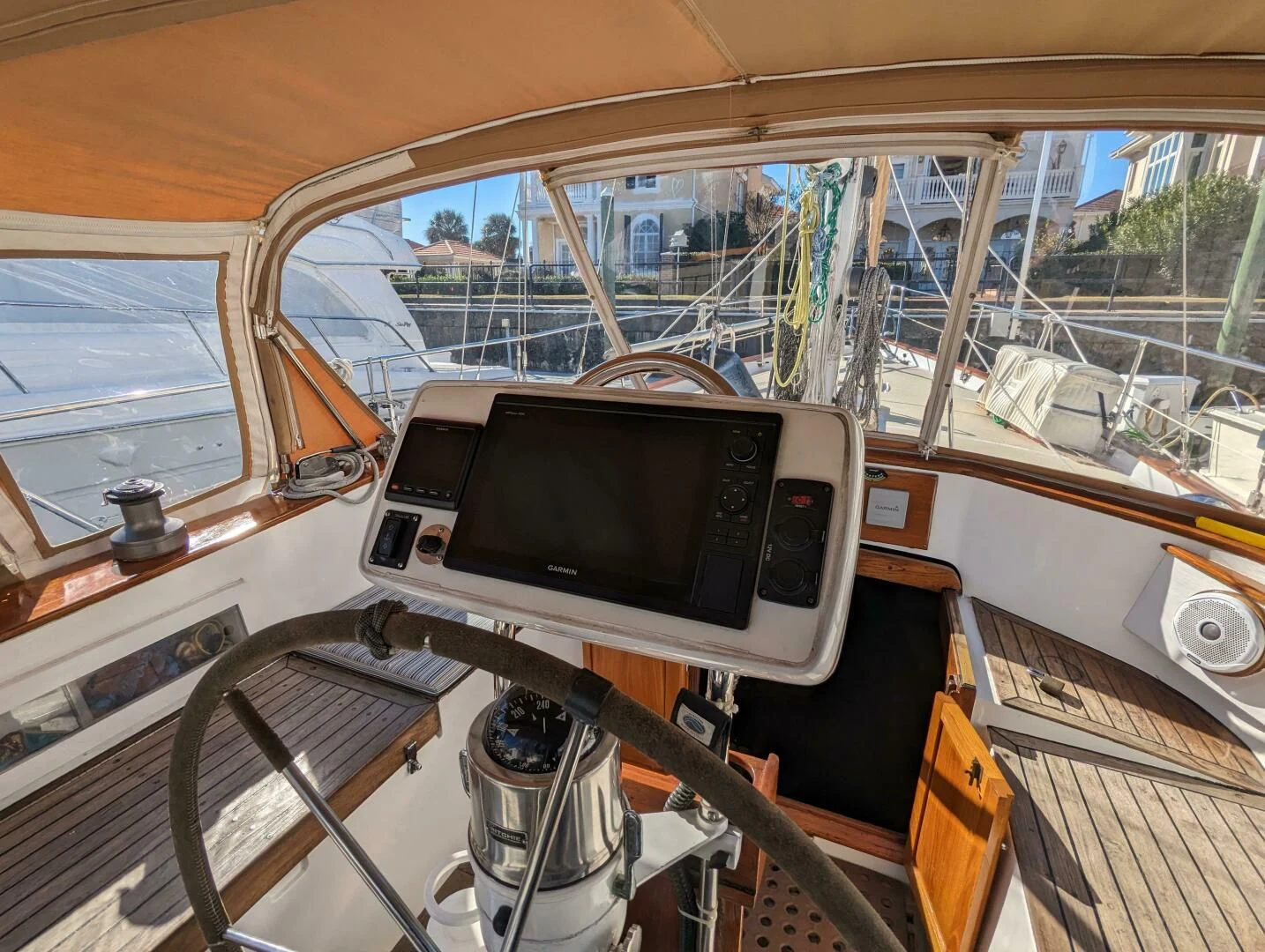 a room with a tv and a printer aboard ANDIAMO Yacht for Sale