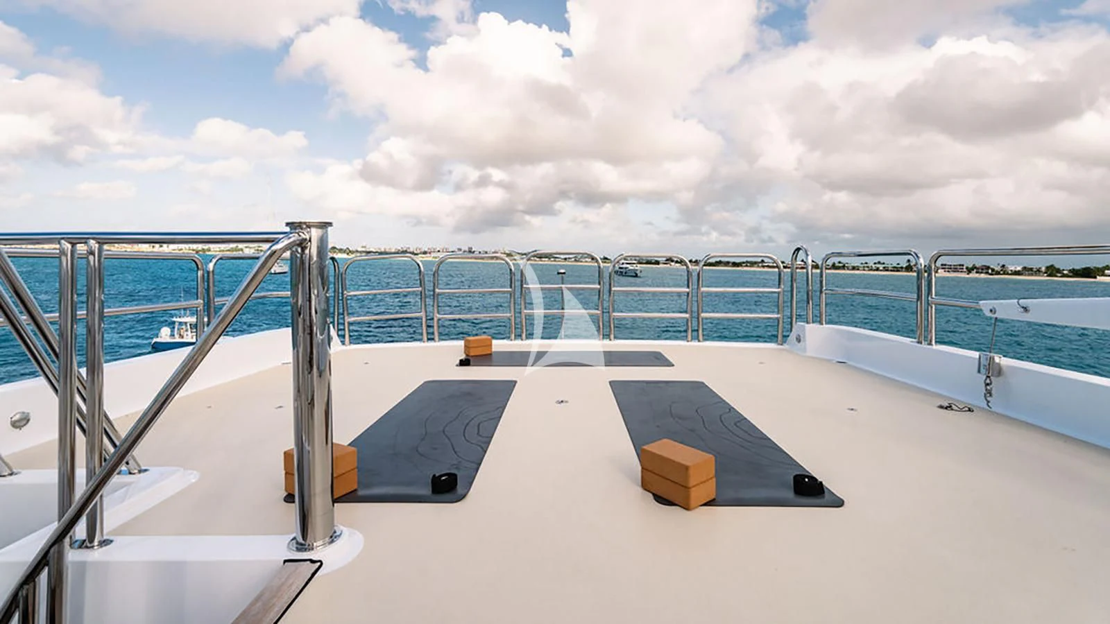 a deck with a bench and a box on it aboard SEA CLASS Yacht for Sale