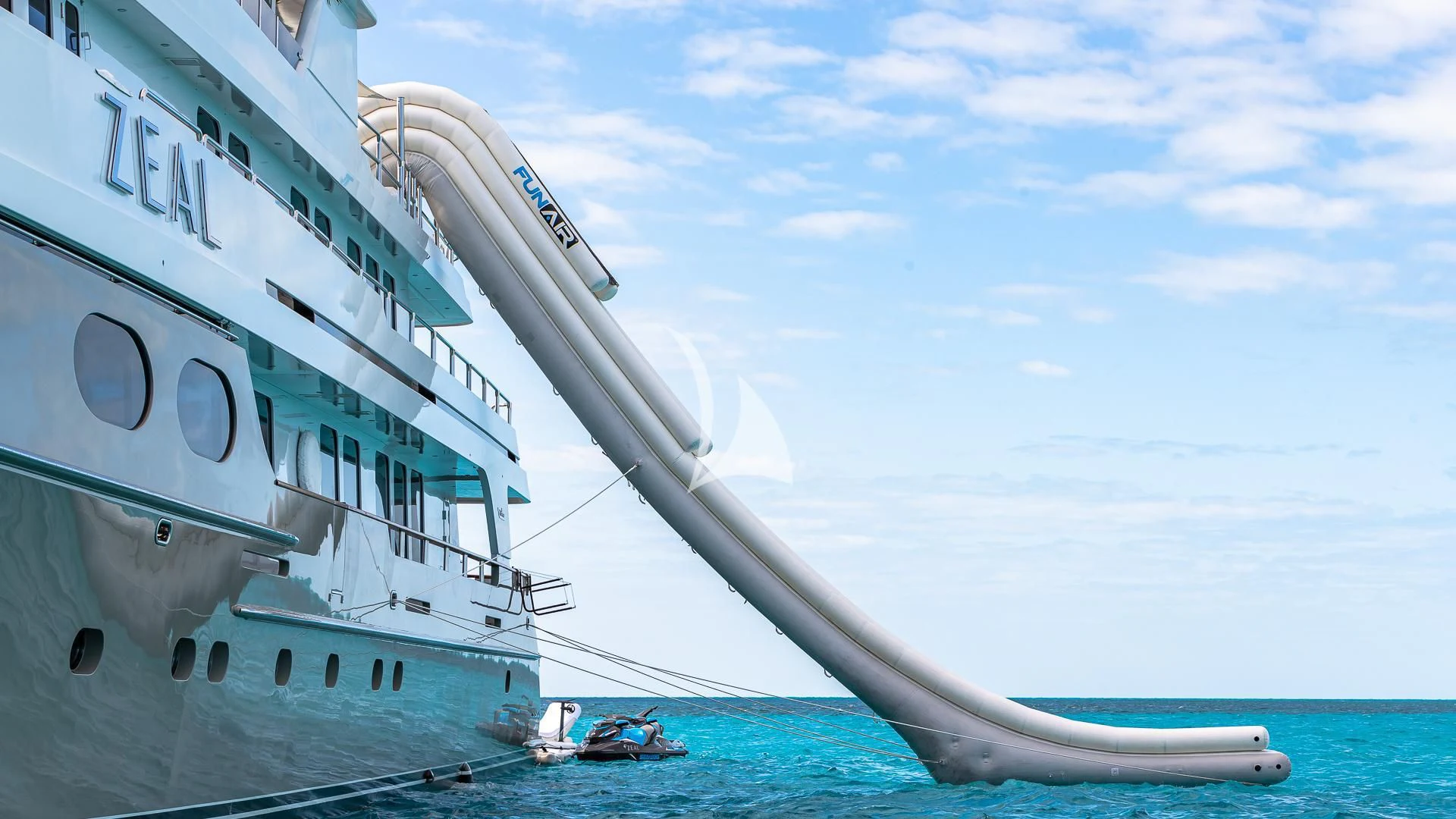 a large ship in the water aboard SEA CLASS Yacht for Sale