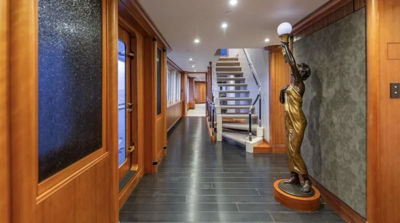 a statue in a hallway aboard SEA CLASS Yacht for Sale