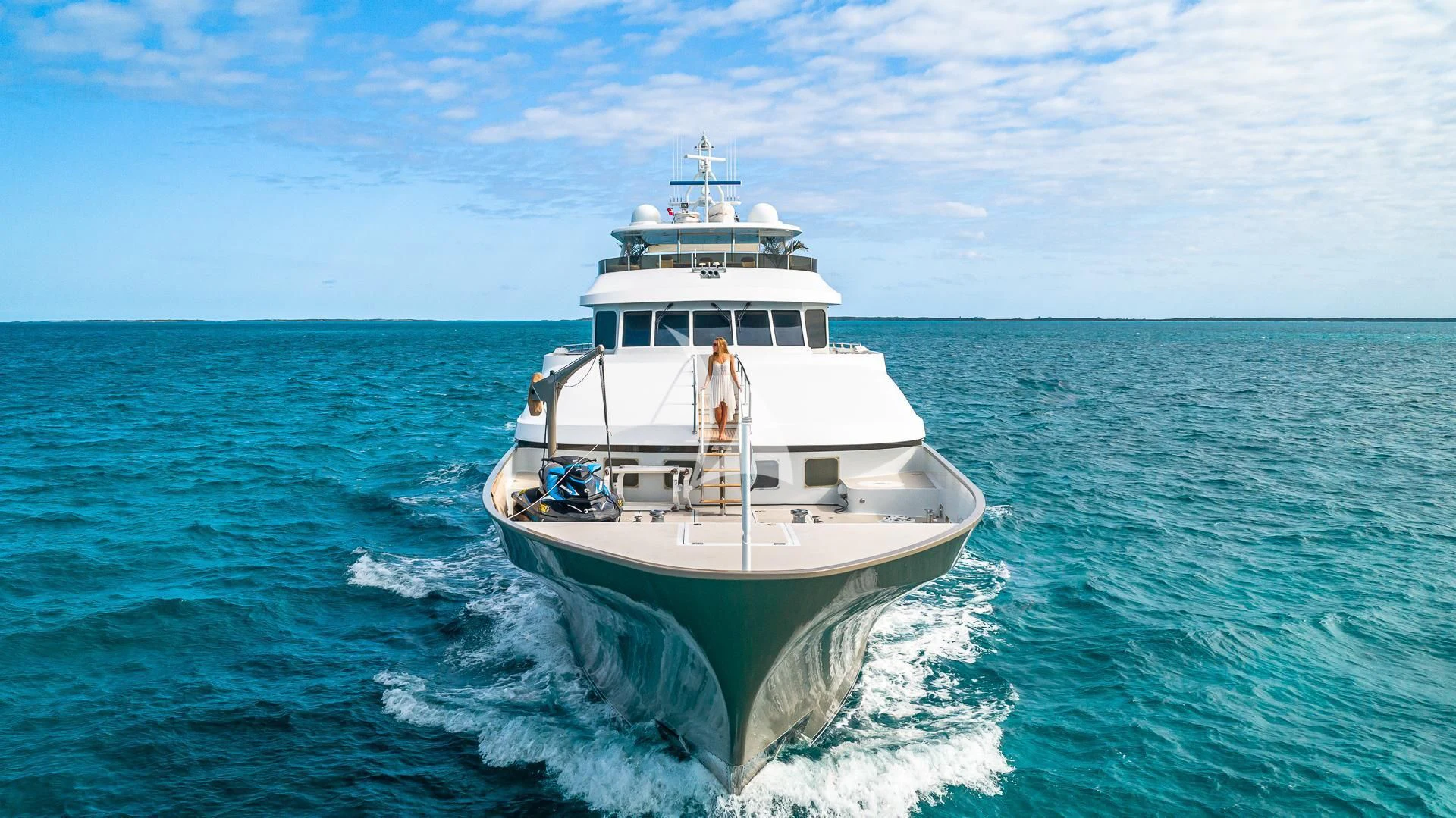 a large white ship in the water aboard SEA CLASS Yacht for Sale