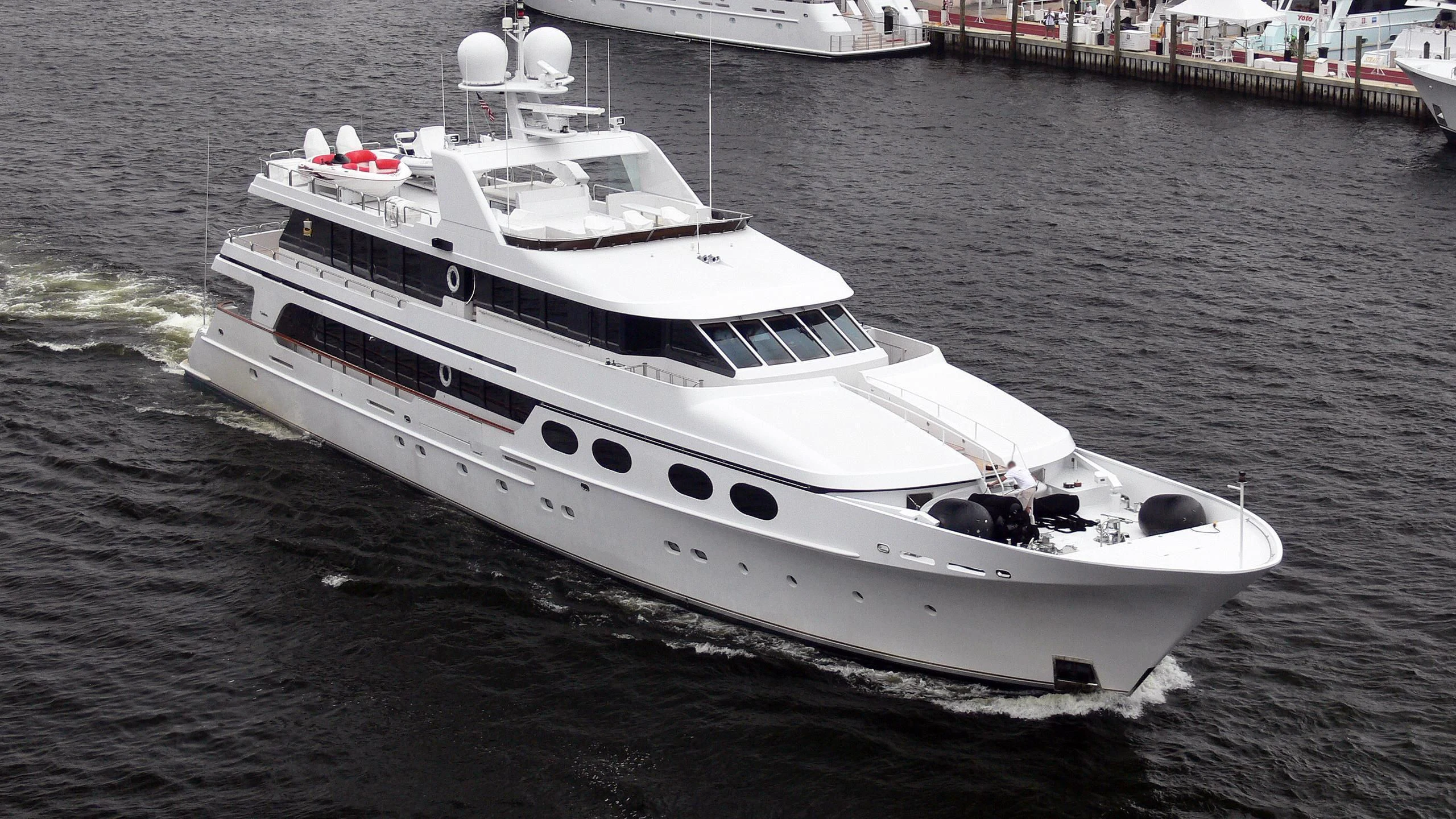 a white boat on the water aboard SEA CLASS Yacht for Sale