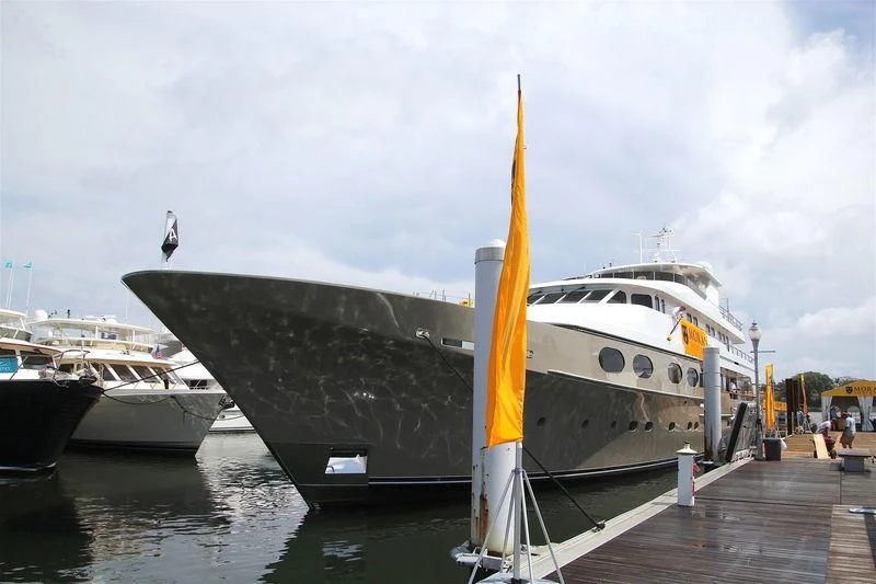 a boat docked at a pier aboard SEA CLASS Yacht for Sale