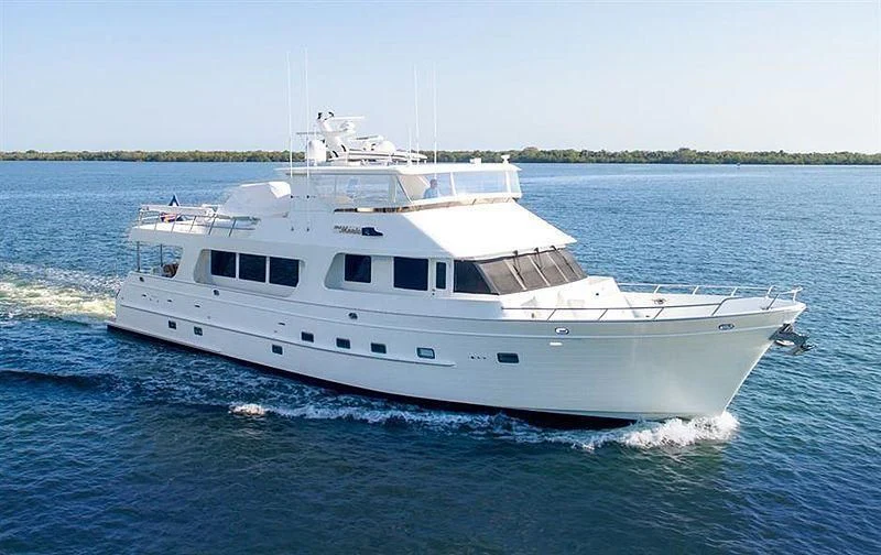 a white boat on the water aboard MY KIMBERLY Yacht for Sale