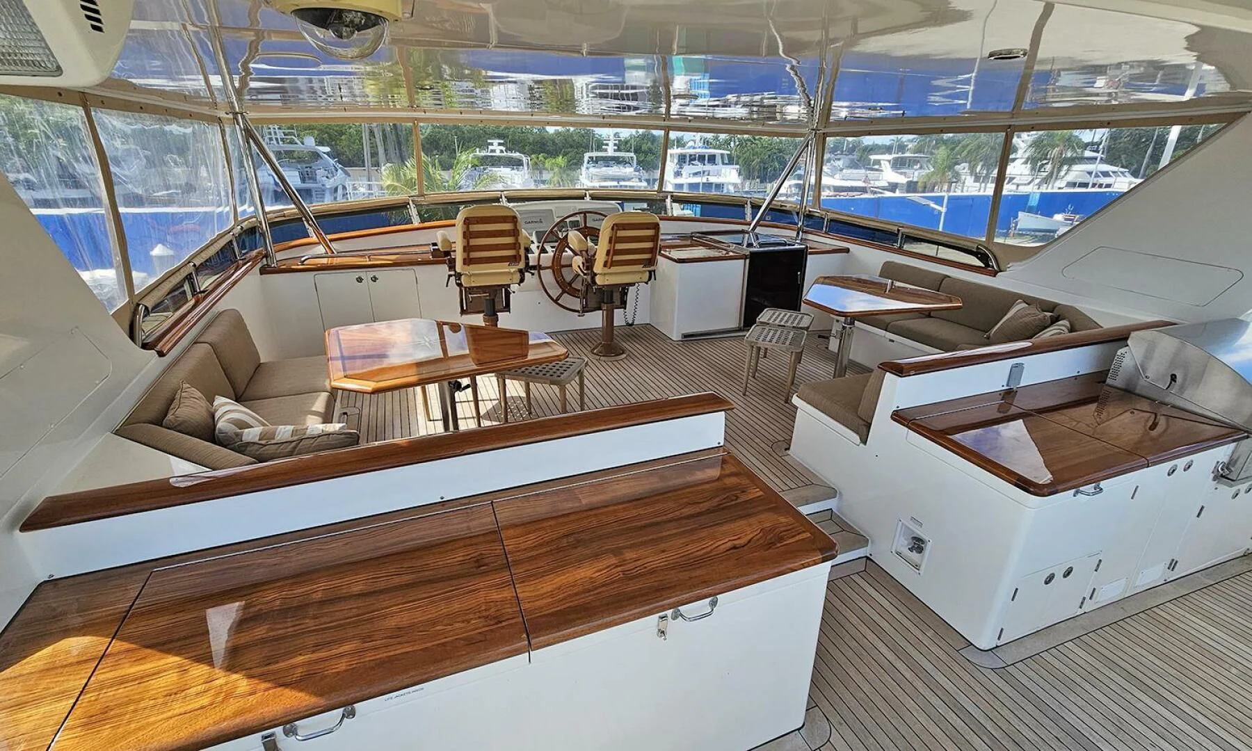 a room with a bed and a bench aboard MY KIMBERLY Yacht for Sale