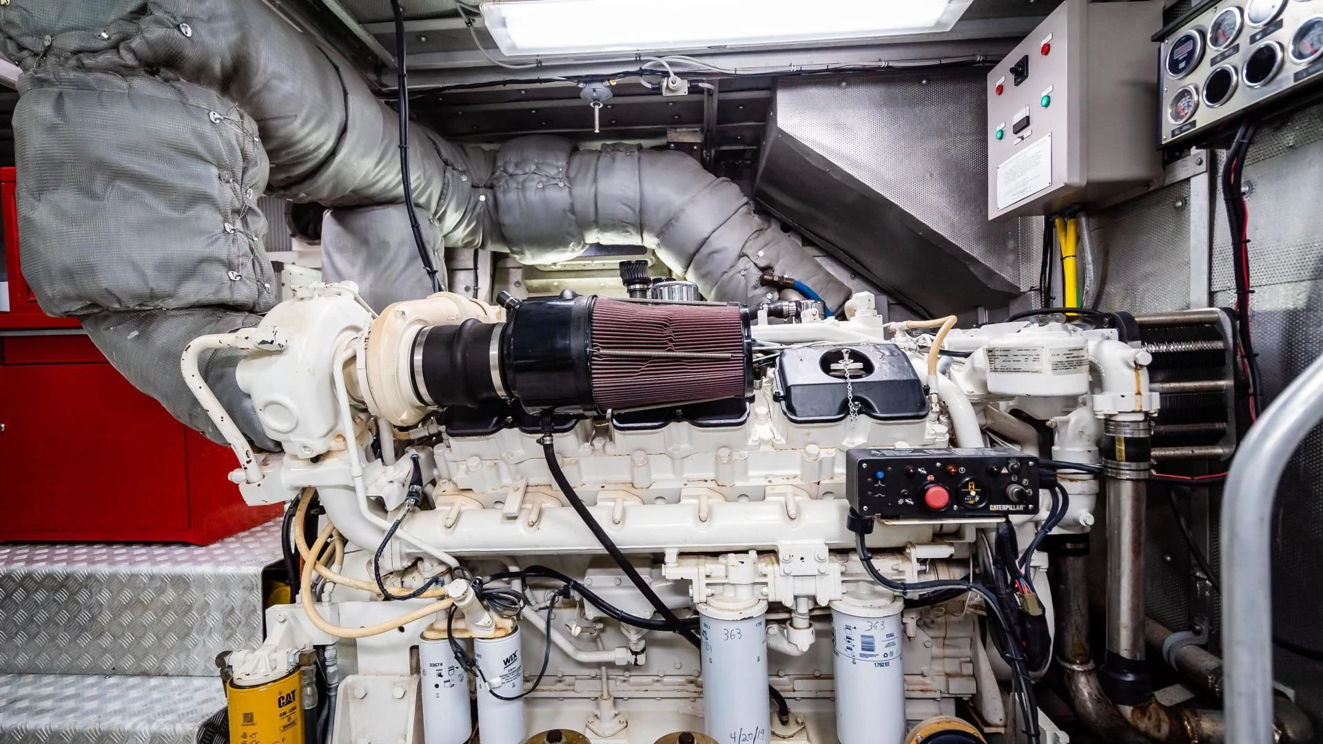 a machine with wires aboard BUSINESS TRIP 2 Yacht for Sale
