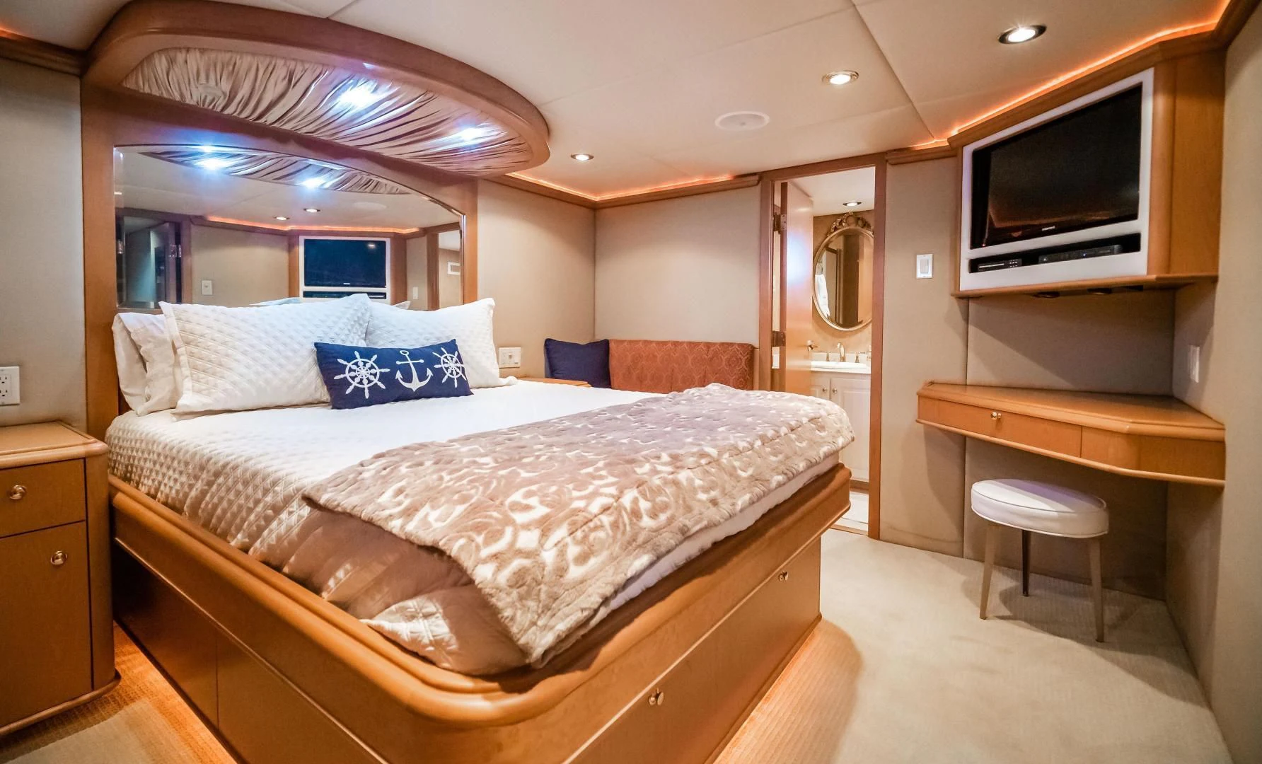 a bed in a room aboard BUSINESS TRIP 2 Yacht for Sale