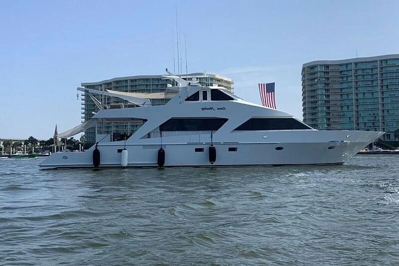 a large white boat in the water aboard BUSINESS TRIP 2 Yacht for Sale