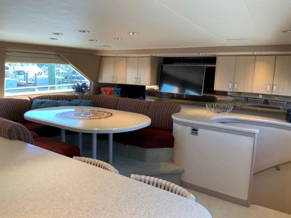 a kitchen and living room aboard LADY GRACE Yacht for Sale