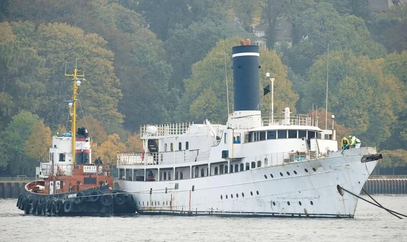 a large boat in the water aboard ARGOSSY Yacht for Sale