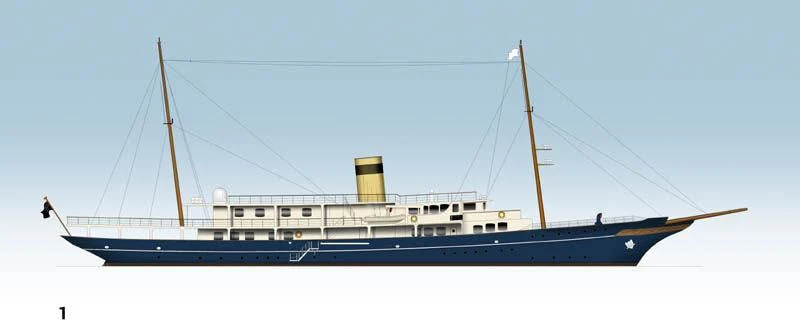 a large boat with a rope attached aboard ARGOSSY Yacht for Sale
