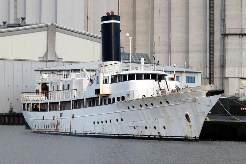a large white ship aboard ARGOSSY Yacht for Sale