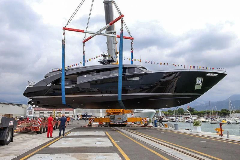 a large ship docked aboard FREEDOM Yacht for Sale