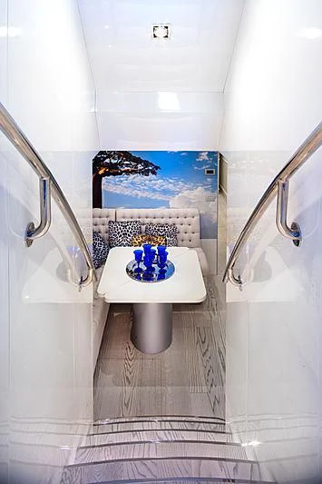 a bathroom with a sink and a mirror aboard FREEDOM Yacht for Sale
