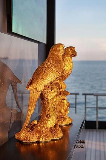a statue of a dog aboard FREEDOM Yacht for Sale