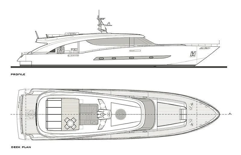 diagram, engineering drawing aboard FREEDOM Yacht for Sale