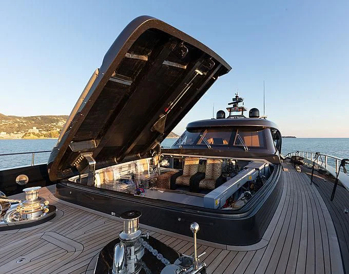 a boat on a dock aboard FREEDOM Yacht for Sale