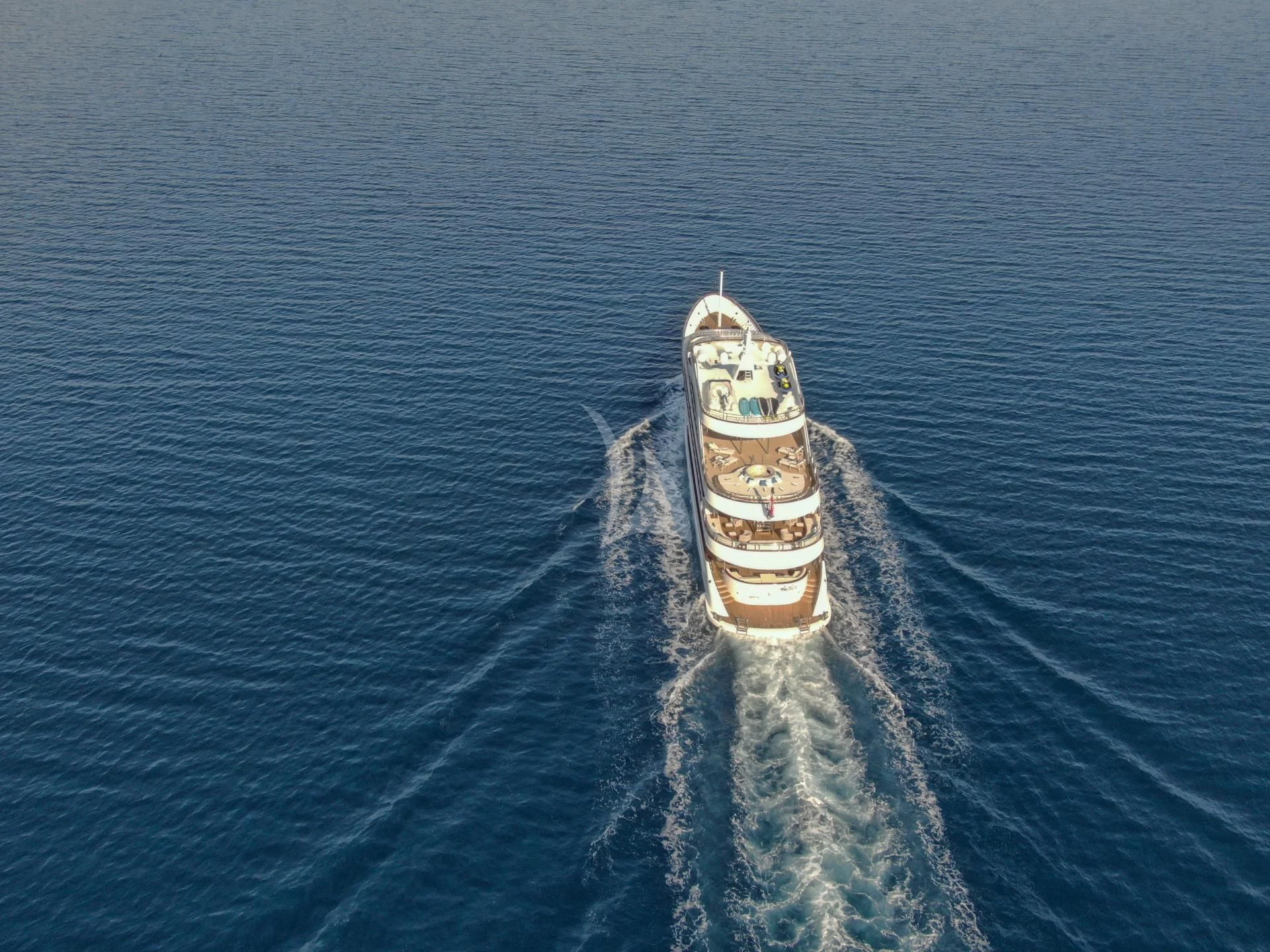 a ship in the water aboard M/Y ANTHEA Yacht for Sale