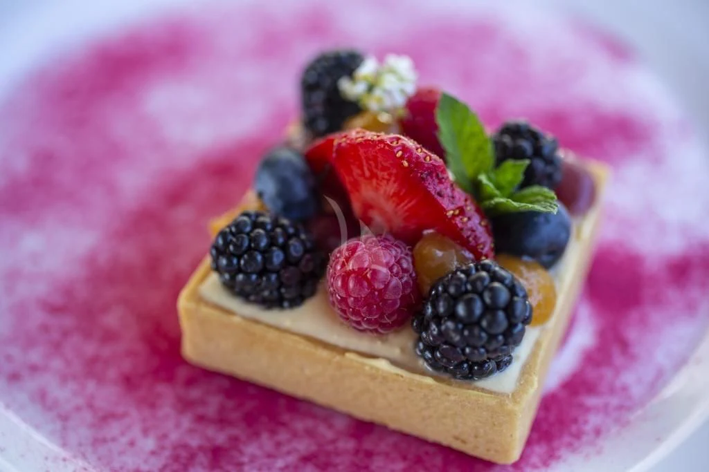 a plate of food aboard M/Y ANTHEA Yacht for Sale