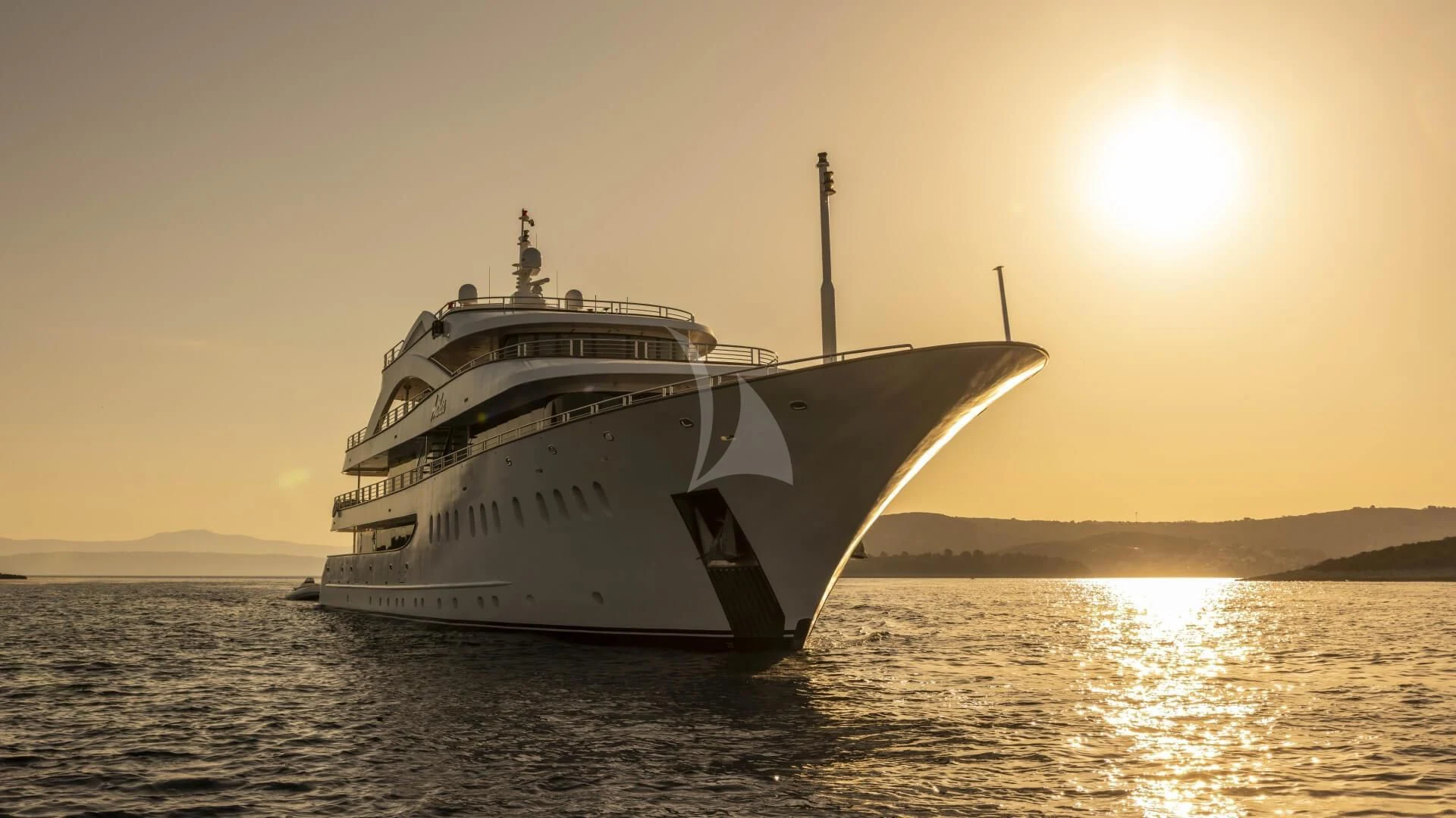 a ship in the water aboard M/Y ANTHEA Yacht for Sale