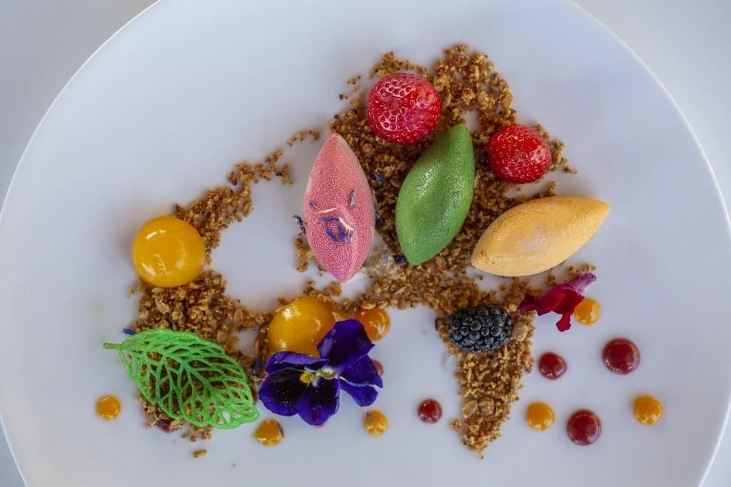 a plate of food aboard M/Y ANTHEA Yacht for Sale