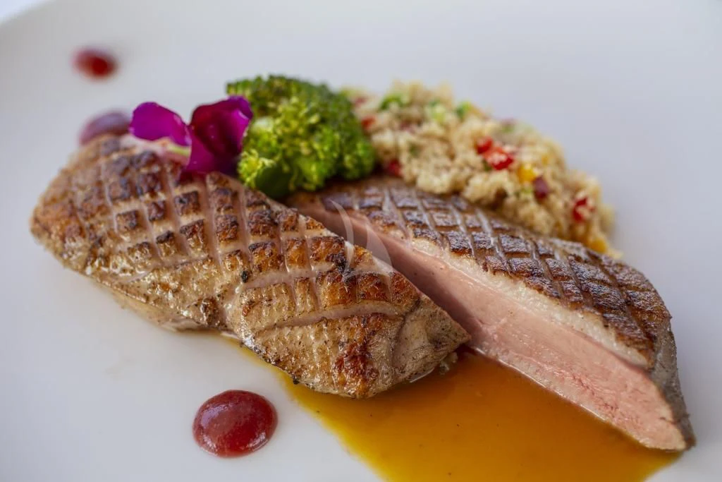 a plate of food aboard M/Y ANTHEA Yacht for Sale