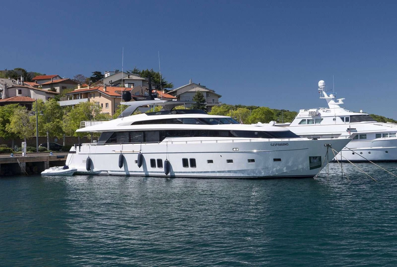 a large white boat in the water aboard VITTORIA Yacht for Charter