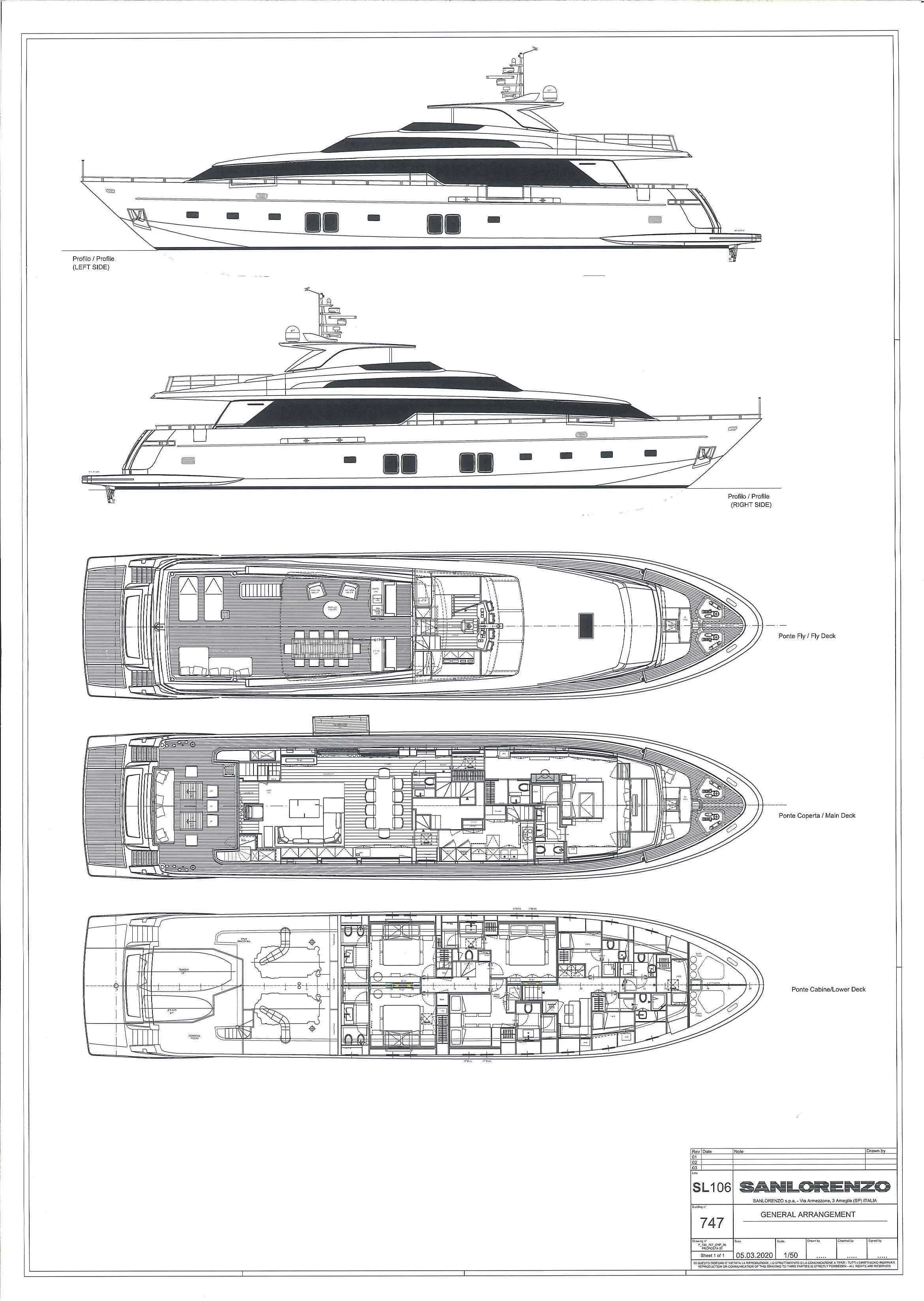 diagram, engineering drawing aboard VITTORIA Yacht for Charter