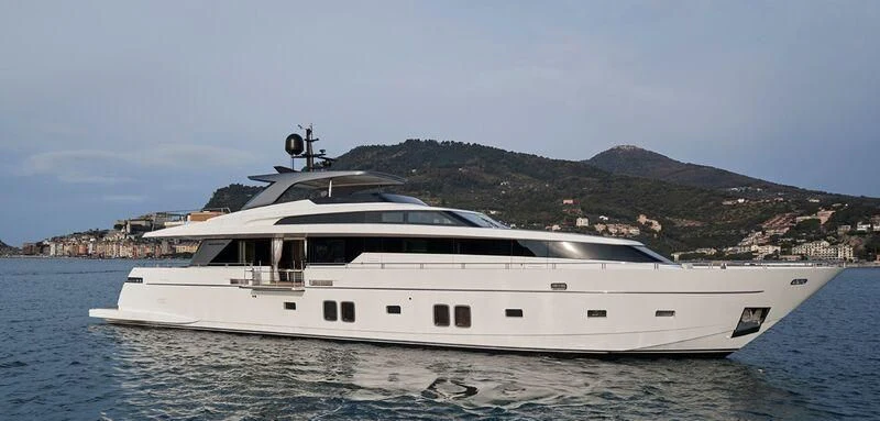 a white yacht on the water aboard VITTORIA Yacht for Charter