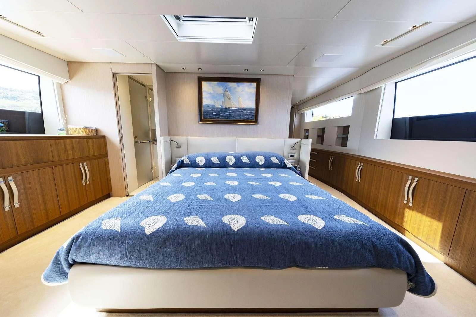 a bed in a room aboard VITTORIA Yacht for Charter