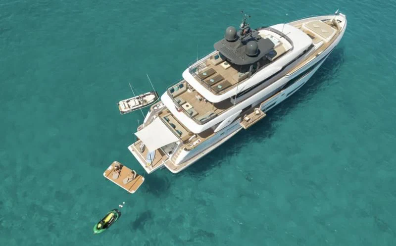 a high angle view of a ship aboard ACQUA Yacht for Sale