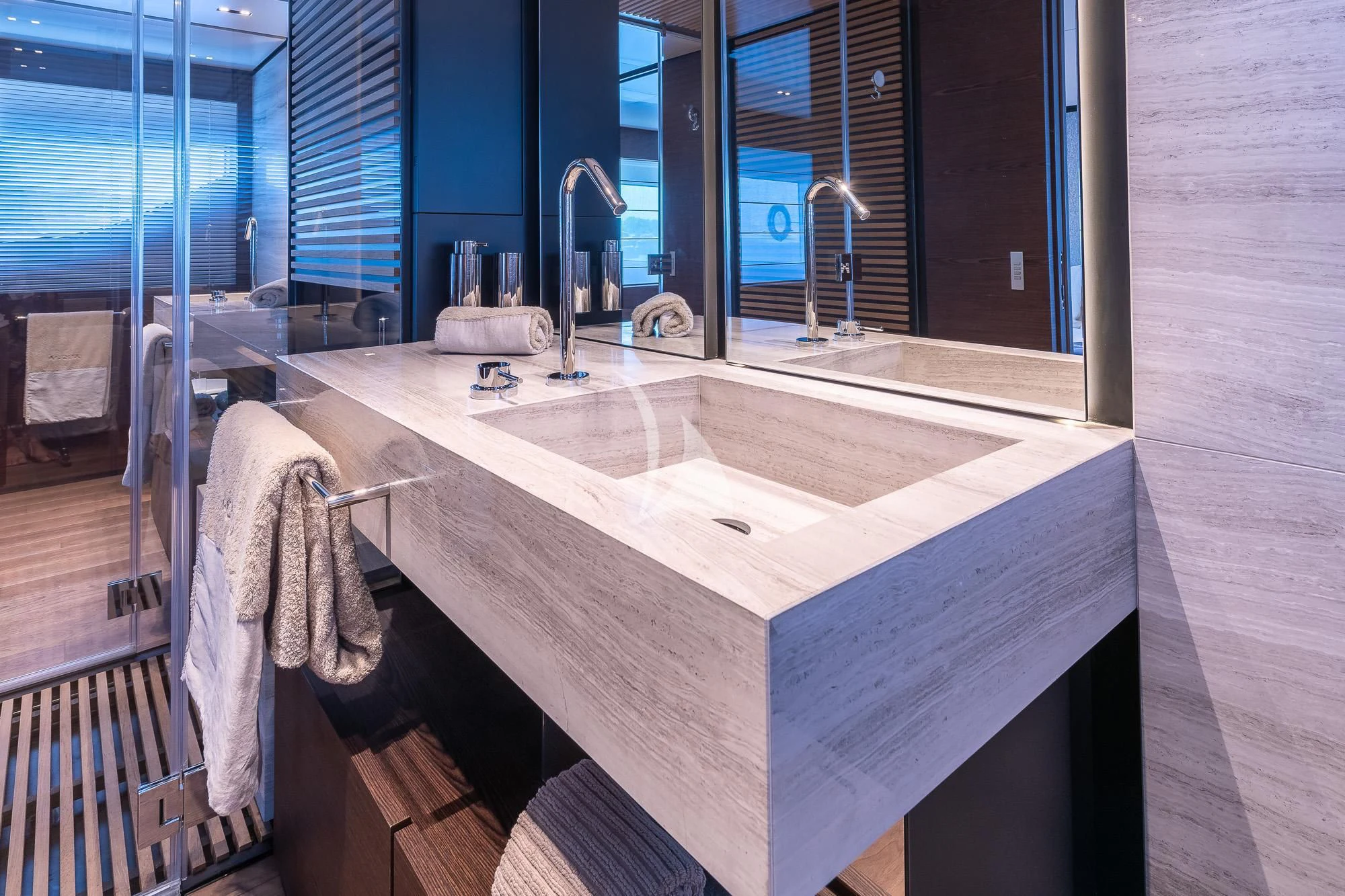 a counter with a sink aboard ACQUA Yacht for Sale