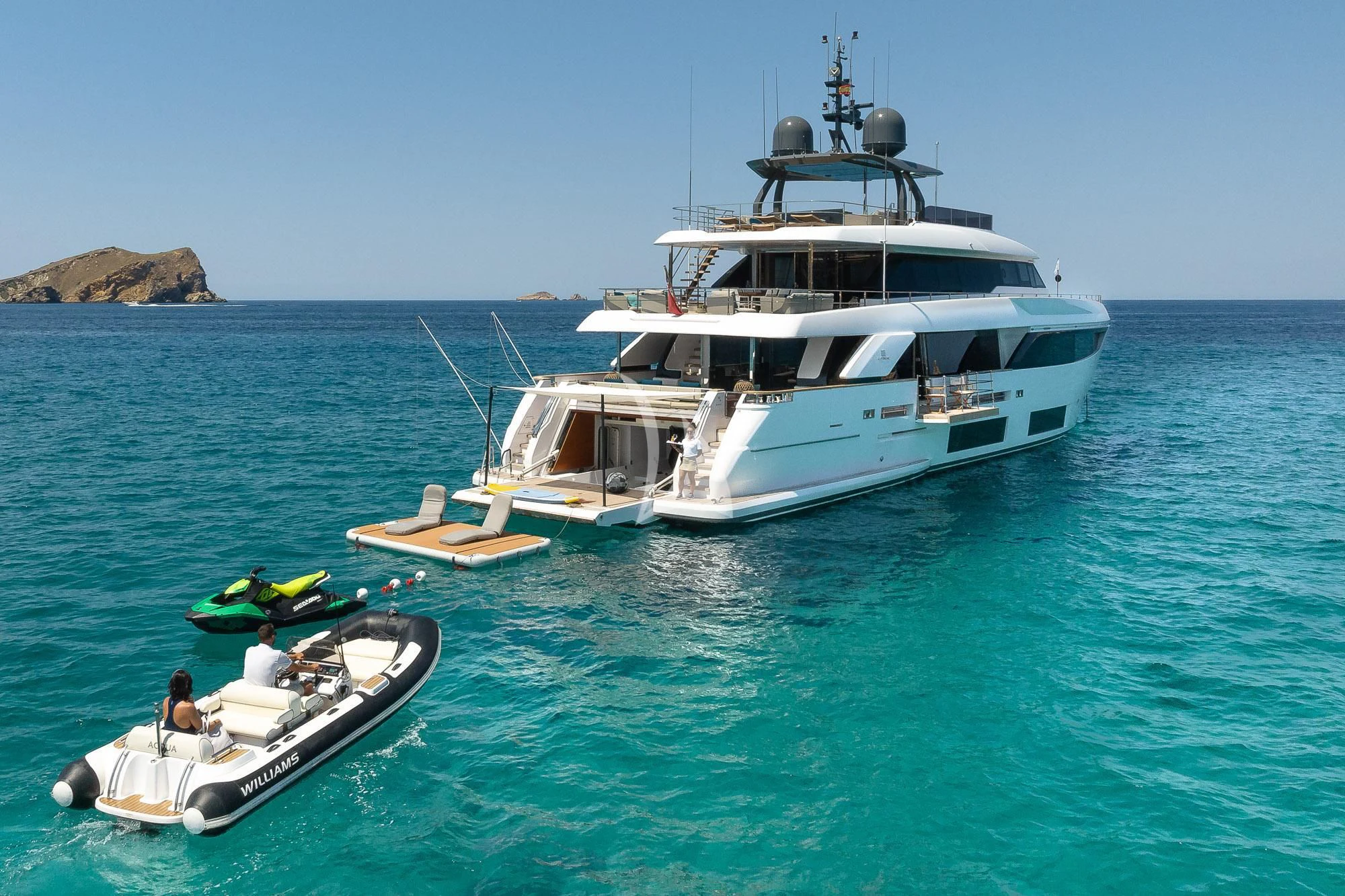 a boat and a boat in the water aboard ACQUA Yacht for Sale
