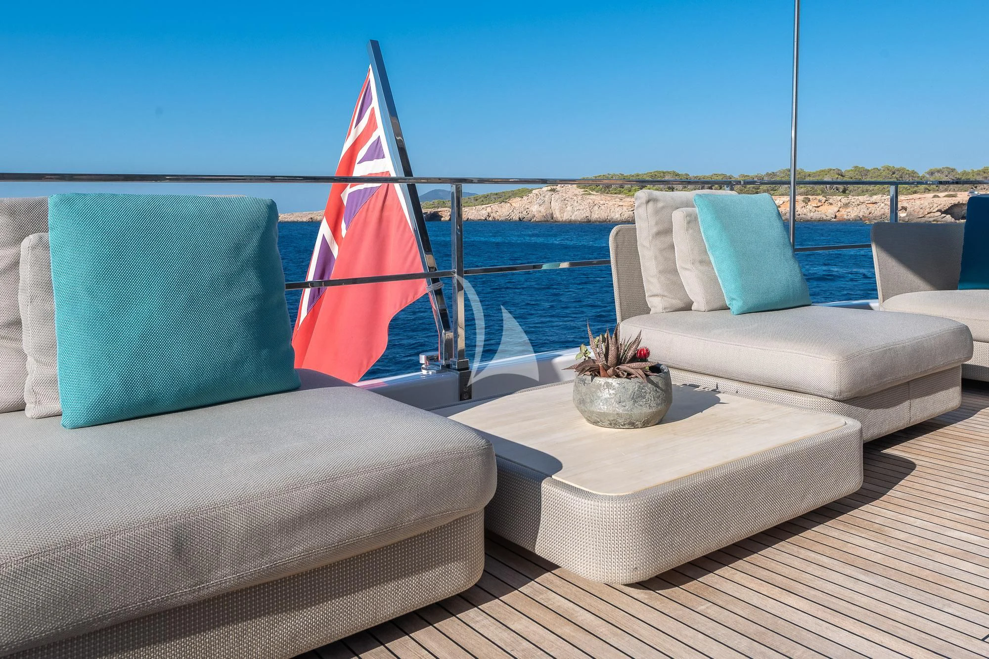 a boat on a deck aboard ACQUA Yacht for Sale