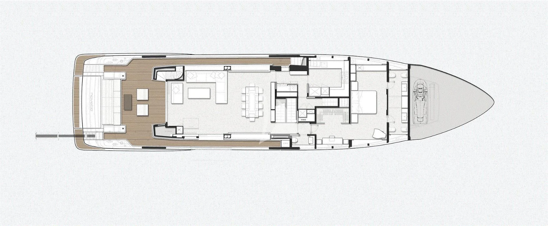 a drawing of a house aboard ACQUA Yacht for Sale