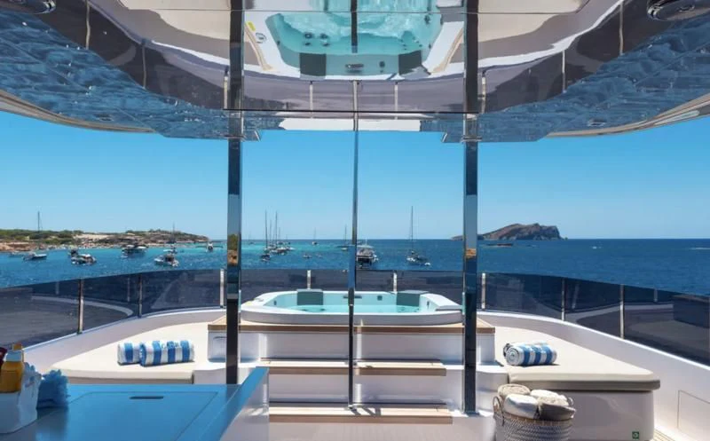 a boat on the water aboard ACQUA Yacht for Sale