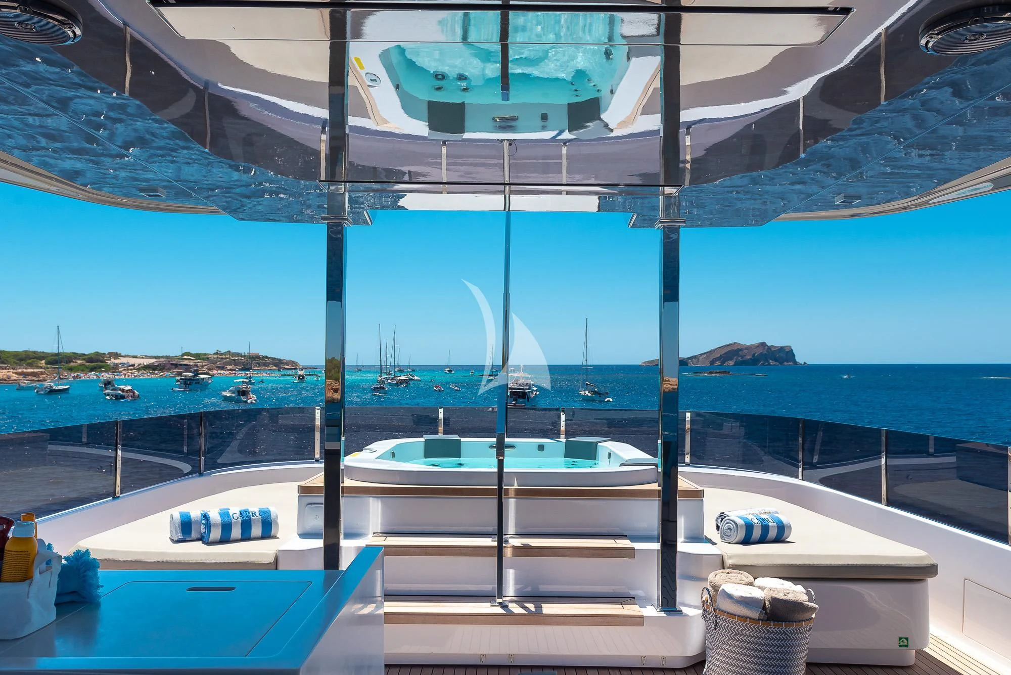 a boat on the water aboard ACQUA Yacht for Sale